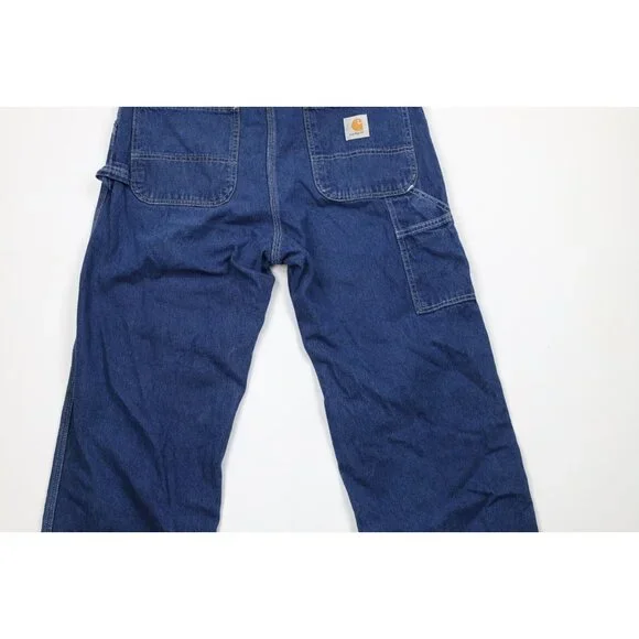 Vintage 90s Carhartt Mens 34x34 Distressed Spell Out Wide Leg Dungaree Jeans USA
